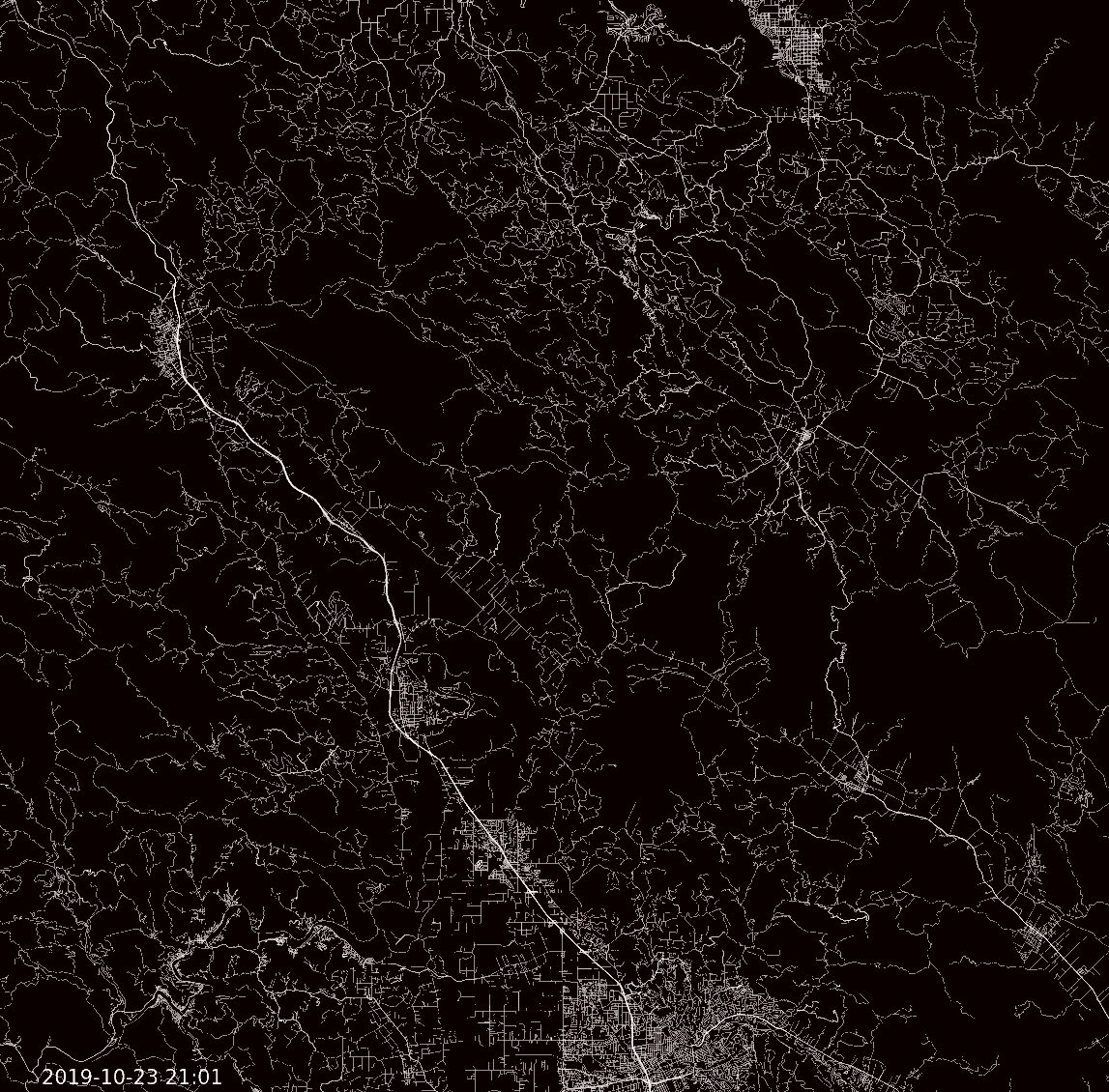 The first 24 hours of the Kincade Fire, as seen by GOES-17 in the thermal infrared spectrum