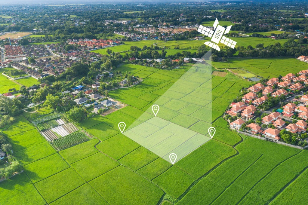 Land plot in aerial view. 