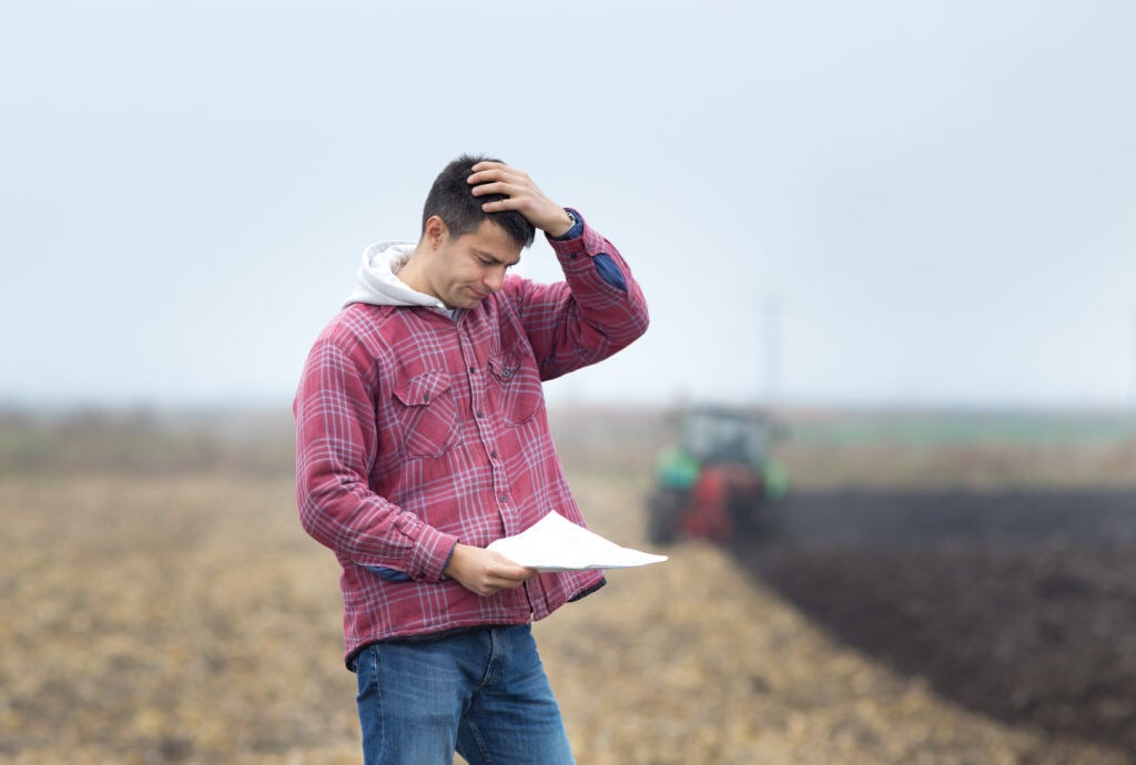 Worried man on the field