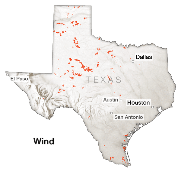 Descartes Labs’s detections of wind turbines