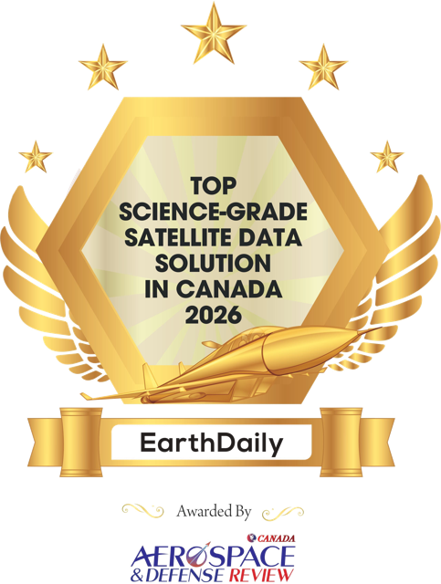 Aerospace & Defense Review award badge: Top Science-Grade Satellite Data Solution in Canada 2026