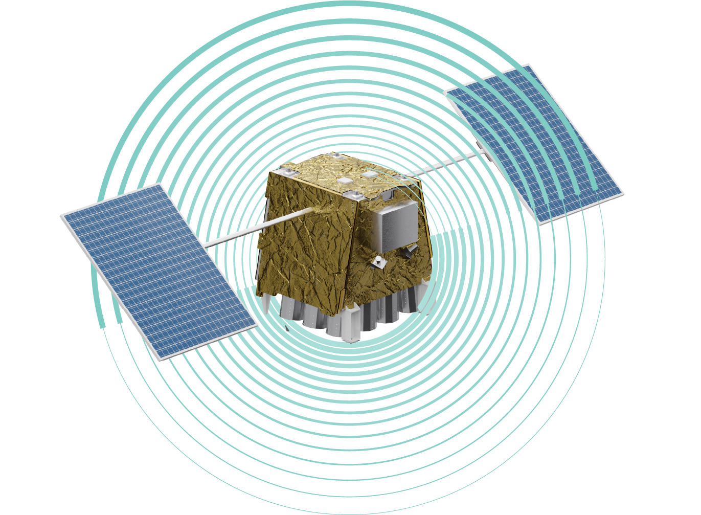 earthdaily satellite inside abstract concentric circles