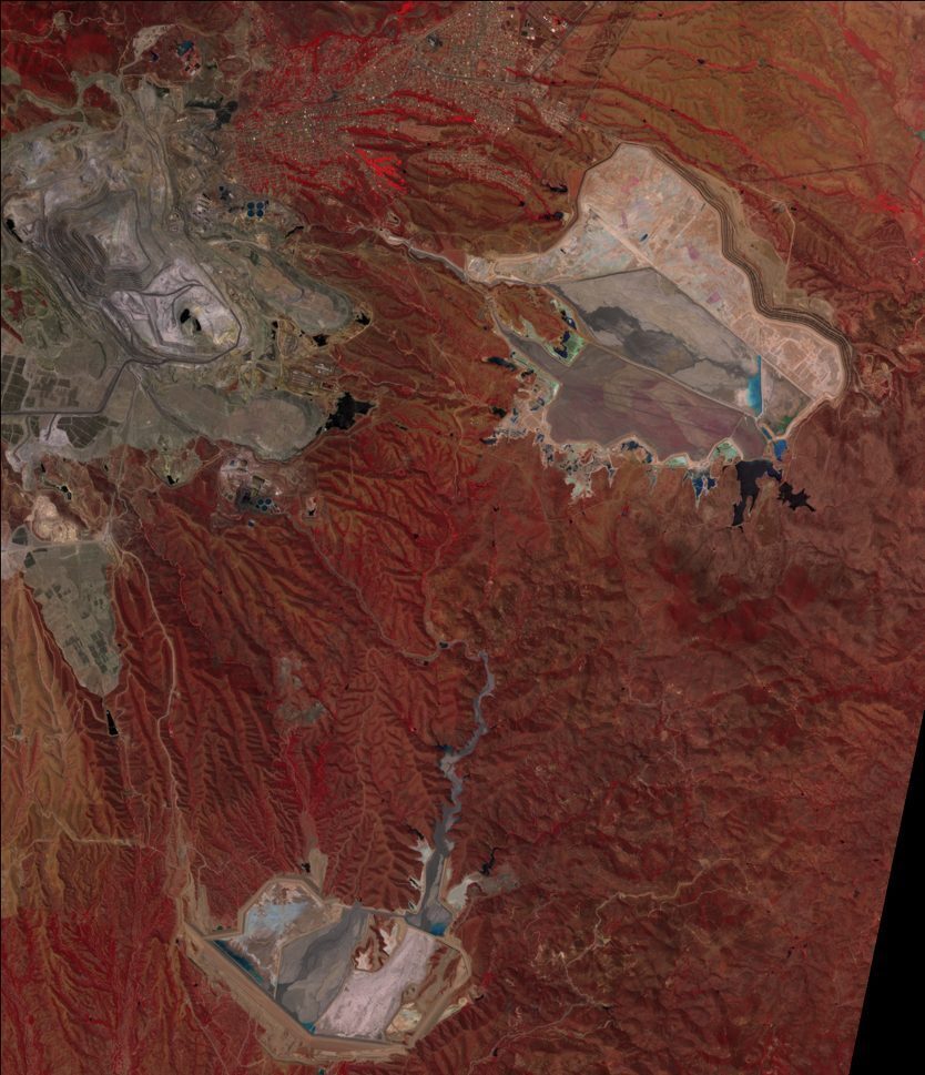 EarthDaily near-infrared false-colour image of Cananea, Mexico