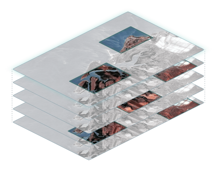 A stack of daily images with only selected scenes taken from each layer