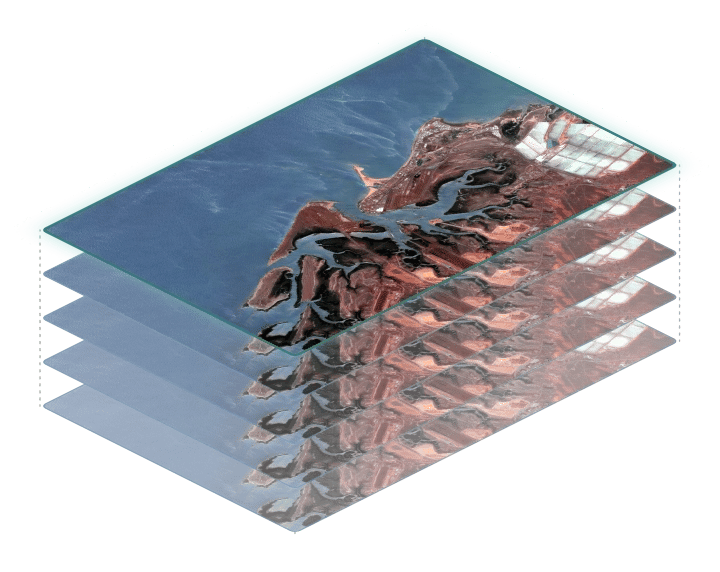 A stack of daily images of the same area, every layer complete