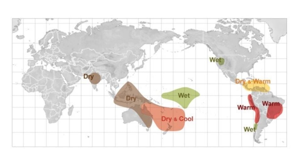 Where El Niño begins to affect global crops